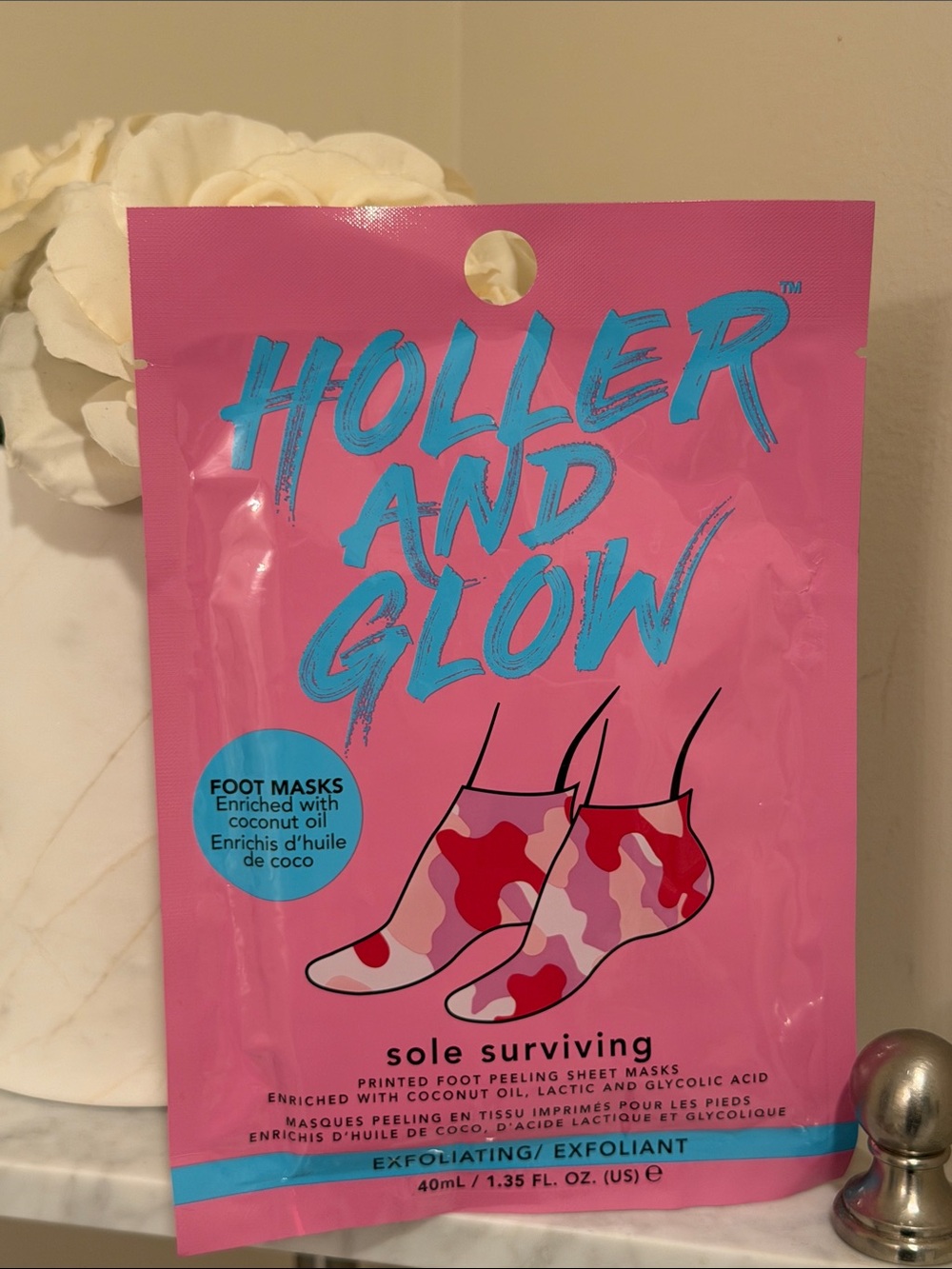 Holler and Glow sole surviving foot mask